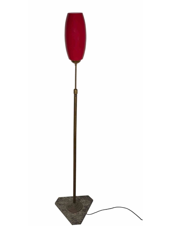 Vintage Red Murano Glass Floor Lamp attributed to Vistosi