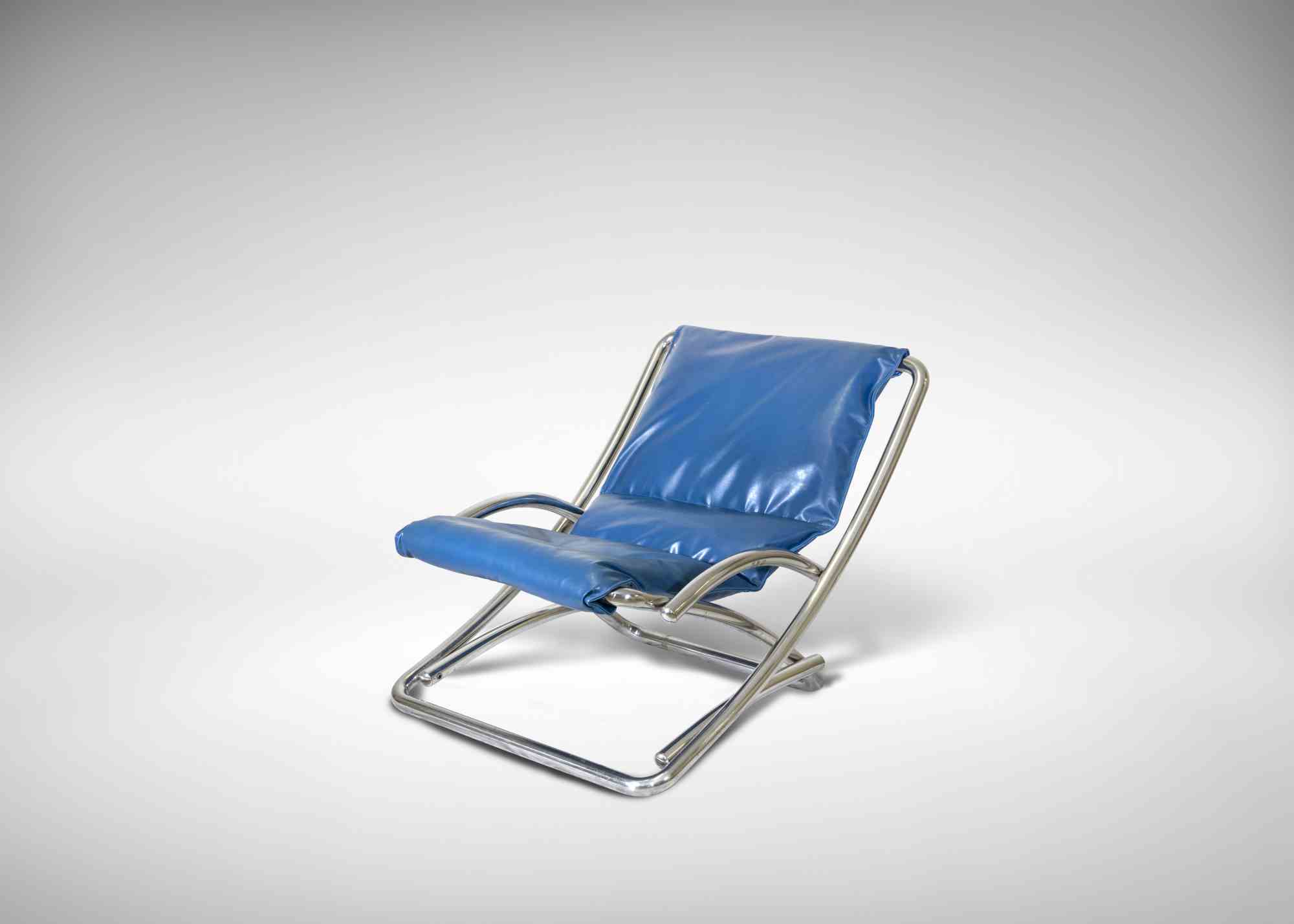 Folding Tubular Chromed Steel Deckchair