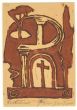 "Ex Libris - Cross" is an original woodcut on ivory-colorated paper by Michel Fingesten, Early 20th Century. Hand signed and with hand notes in pencil.