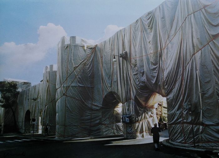 The Wall - Wrapped Roman Wall by Christo - Contemporary Artwork