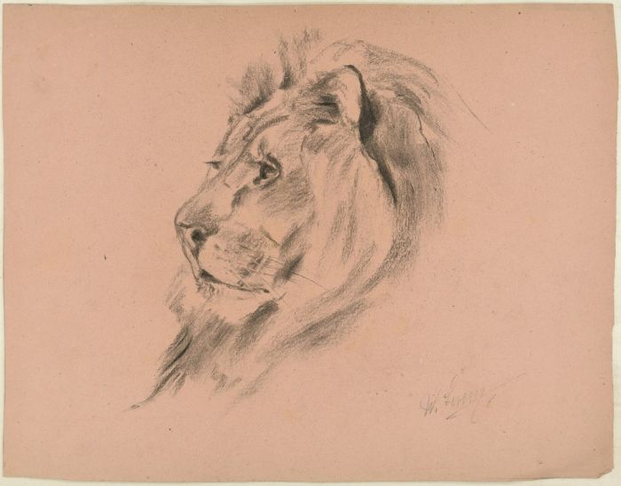 Profile of a Lion by Wilhelm Lorenz - Modern Artwork
