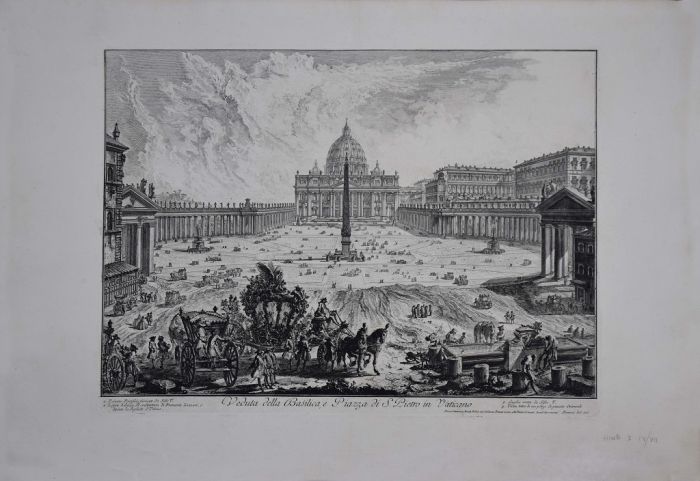View of Basilica and S. Peter Square by Giovanni Battista Piranesi - Old Master Artwork