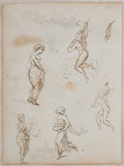 Studies with Landscape by Anonymous - Old Master Artwork