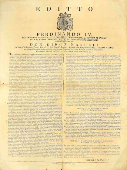 "Editto Ferdinando IV 1799 " by A Diego Naselli- Historical Document
