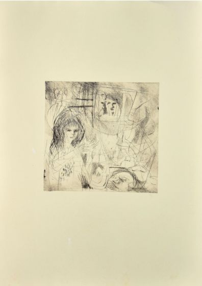 Figure is an original etching on cardboard realized by Danilo Bergamo in the second half of the XX century, in 1980s.
