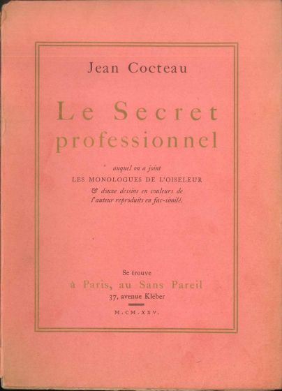 Le Secret professionnel by Jean Cocteau - Contemporary Rare Book