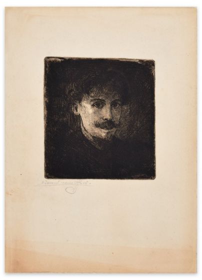 Face Of Young Man by Edmond Marie Gabriël Van Offel - Modern Artwork