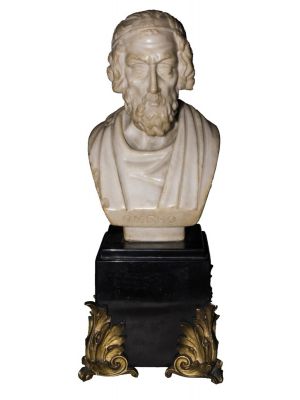 Bust, Greek poet, Homer, Alabaster, Marble, gold, Alabaster, Bust of Homer, Decorative objects