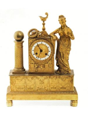 Antique French Gold Plated Bronze Shelf Clock By Anonymous