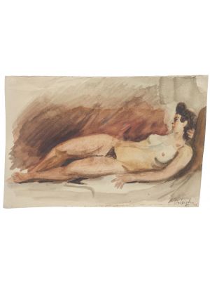 Nude is an original drawing in tempera and watercolor a on paper, realized by Jean Delpech (1988-1916).