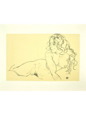 Reclining Nude With Raised Torso by Egon Schiele - Modern Artwork
