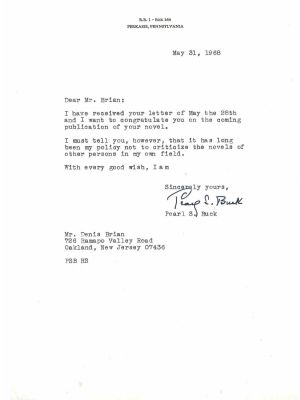Typewritten Letter Signed by Pearl S. Buck