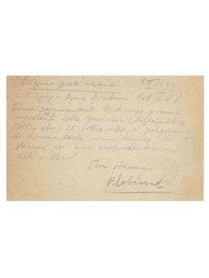 Autograph Letter by Alfred Klabund - Original Manuscripts