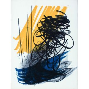 Hans Hartung - Abstract Composition - Signs on Yellow - Contemporary Artwork 