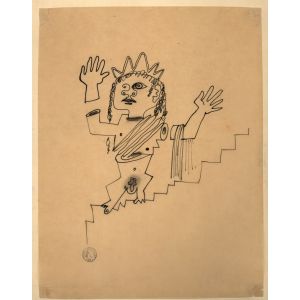 Jean Cocteau's China Ink From La Machine Infernale by Jean Cocteasu - Surrealist Artwork 
