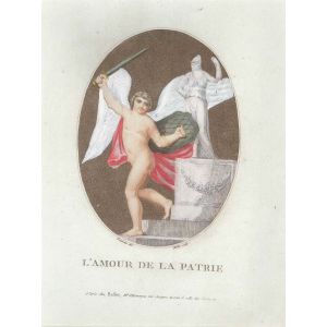 L'Amour de la Patrie by Jean-Baptiste Mallet - Old Masters Original Print
