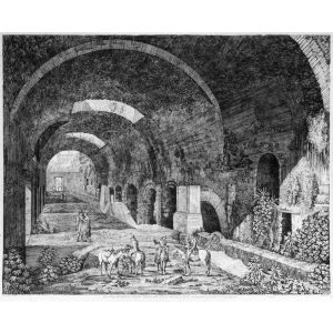L. Rossini, Tivoli, Rome, Architecture, Ruins, Landscape, Roman, Villa, Palace, Neoclassicism, Old Masters, Artworks, Etchings, Engraves, Rue, Street, 