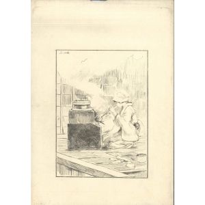La Servante by Georges Bigot - Modern Artwork