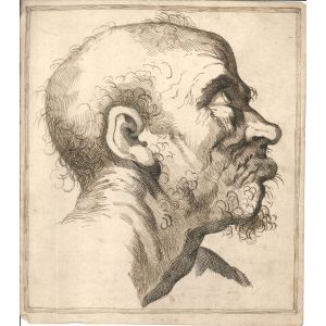 Grimace by an anonymous artist XVIII century - Old Master's original drawing