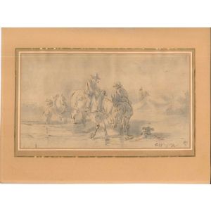 Paesaggio con uomini e cavalli by Anonymous - Old Master Artwork