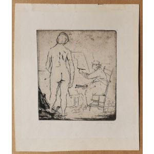 The painter and the model by Giacomo Manzu - Modern Artwork