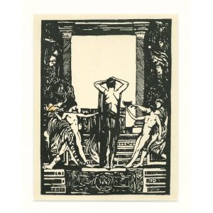 Figure is an original contemporary woodcut on paper realized by Giulio Aristide Sartorio.