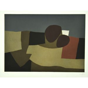 Volcanoes is an original print in etching technique on cardboard, signed by Afro Basaldella (1912-1976), in 1974s.