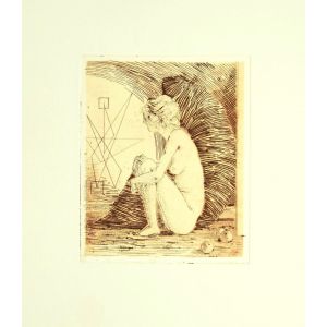 Nude is an original black and white etching realized  by Leo Guida.