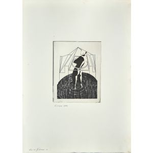 Figure is an original etching on cardboard realized by Danilo Bergamo in the second half of the XX century, in 1970s.