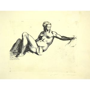 Mythological Figure, d'apres Nature, is an original etching on cardboard realized by Regnault in the second half of the XX century, in 1965s.