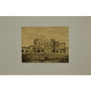 Palazzo Savorelli Quartiere Generale di Garibaldi is an original lithograph on cardboard realized by Gallozzi in the second half of the XX century.