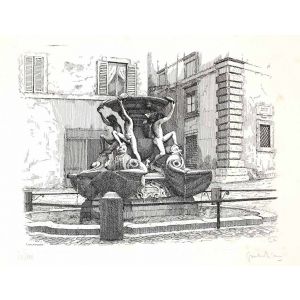 Turtle Fountain - Rome by Giuseppe Malandrino- Modern Artwork