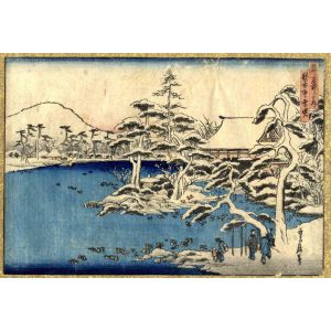 Hasegawa Sadanobu - Ryoanji Temple in the Snow at Sunset - Modern Art