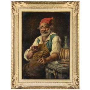 Adriano De Laurentis - Man with a Glass of Wine - Modern Artwork 