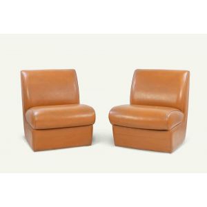 Set of 2 Vintage Vinyl Leather Armchairs