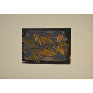 Leaves on Blue Background