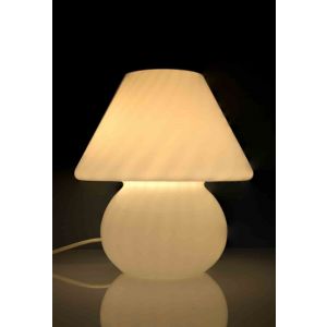 Vintage Table Lamp in White Glass, Murano