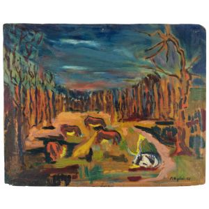 Sirio Pellegrini - Grazing Animals in Manziana – Contemporary Artwork 