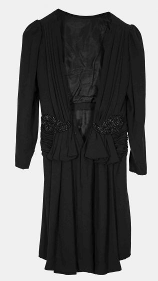Elegant Black Tailored Woman Dress in Crêpe Satin