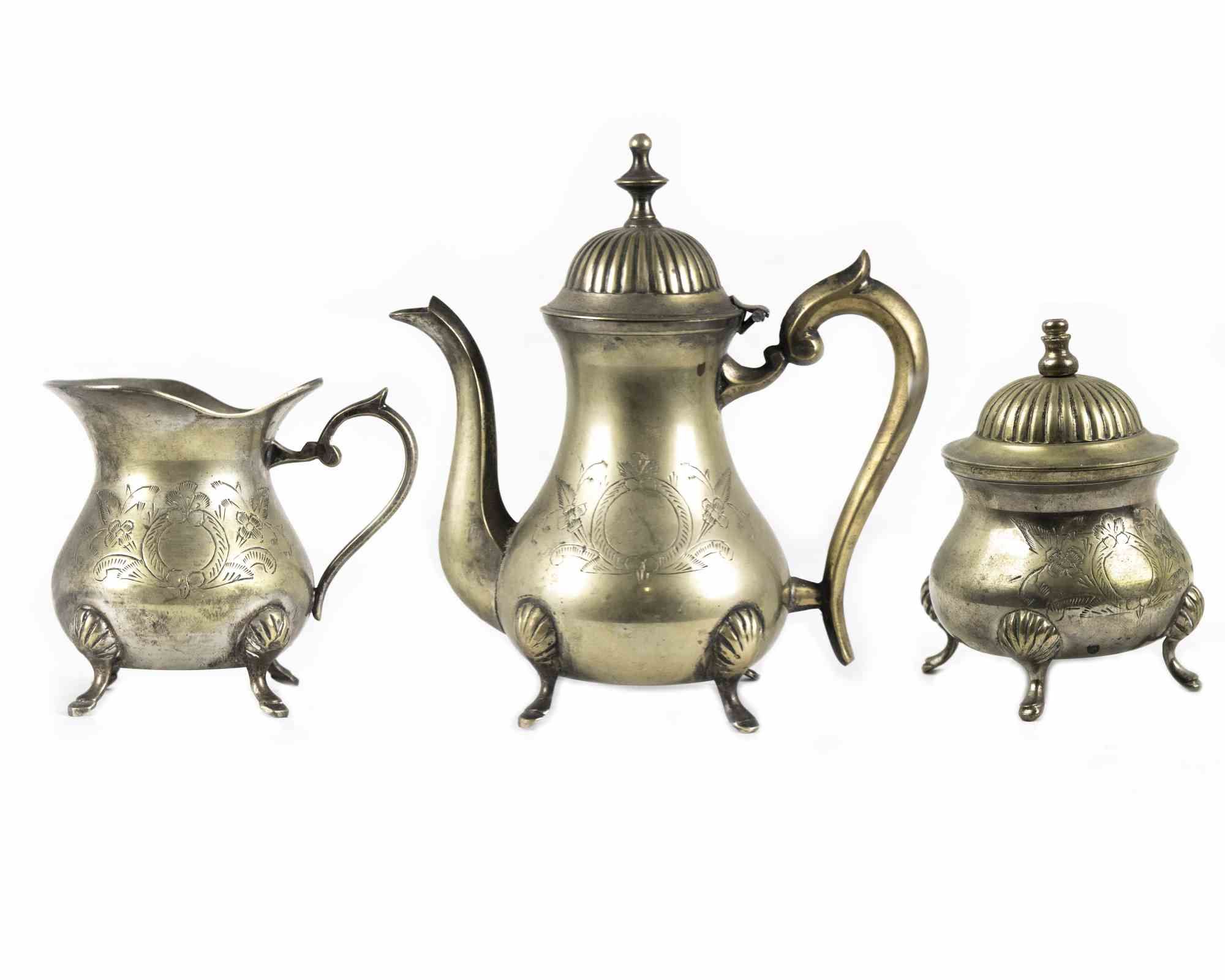 6Pcs Tea Pot Set Brass Orchid Pattern, Delicate Vintage Tea Cup Kit, Brass  Carved Tea Set with 1 Elaborate Brass Carved Tray and 4 Cups and 1 Teapot