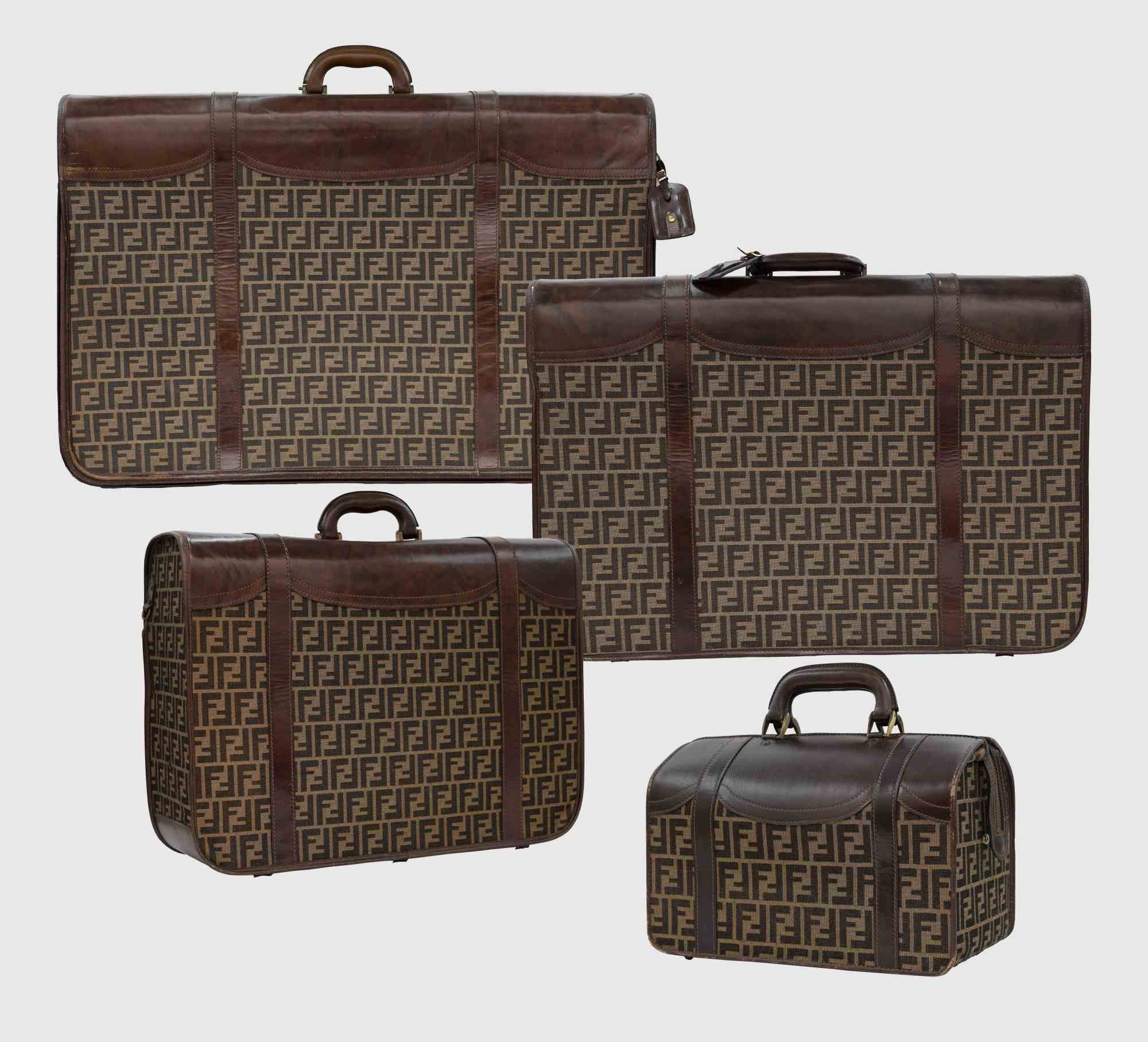 Vintage Suitcases Set by Fendi Brown Monogram Travel wallector