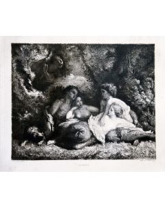 J.F.Millet, M. roux, Le Repos, etching and Aquatint on vélin.