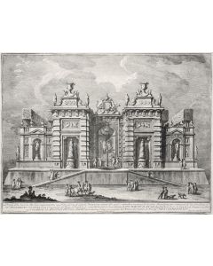Giuseppe Vasi, Villa antica con scena di Giostra, Etching, 1774.
