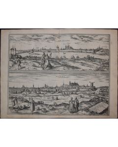 Braun G., Hogenberg F., "Orleans, Bourges", from "Civitates Orbis Terrarum", Cologne, T. Graminaeus, 1572-1617.