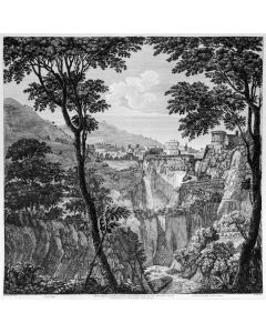 Luigi Rossini, Tivoli veduto a Levante nel Bosco Sacro di Tuburno. Rome, 1824