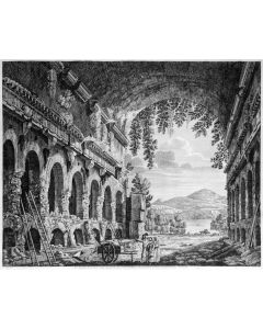 Luigi Rossini, Altra Veduta del Tempio Antico o Ninfeo alle sponde del Lago di Castel Gandolfo. Rome, 1826
