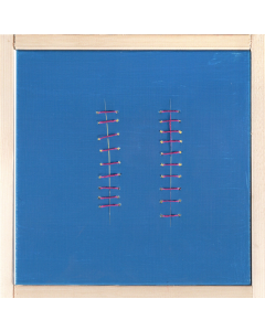 Red Seams on Blue by Mario Bigetti - Contemporary Artwork