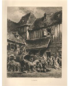 L'Auberge by Henri-Charles Toussaint - Old Masters Original Print