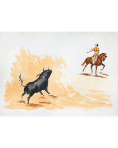 Bull and Bullfighter by Josè Guevara - Contemporary Artwork