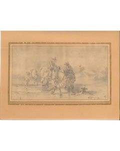 Paesaggio con uomini e cavalli by Anonymous - Old Master Artwork